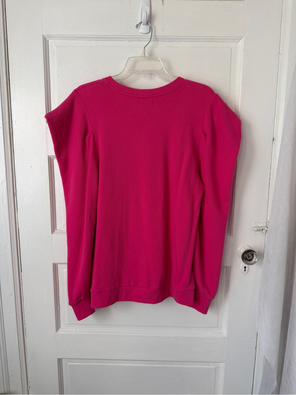 Nation LTD Joss Sweatshirt Barbie Pink Draped Sleeves Cotton Casual Comfy Lg - Picture 15 of 16